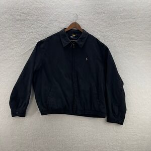 VTG Polo Ralph Lauren Jacket Mens 2XL Black Bi Swing Full Zip Windbreaker Preppy